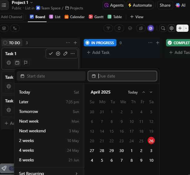 ClickUp Add Task feature