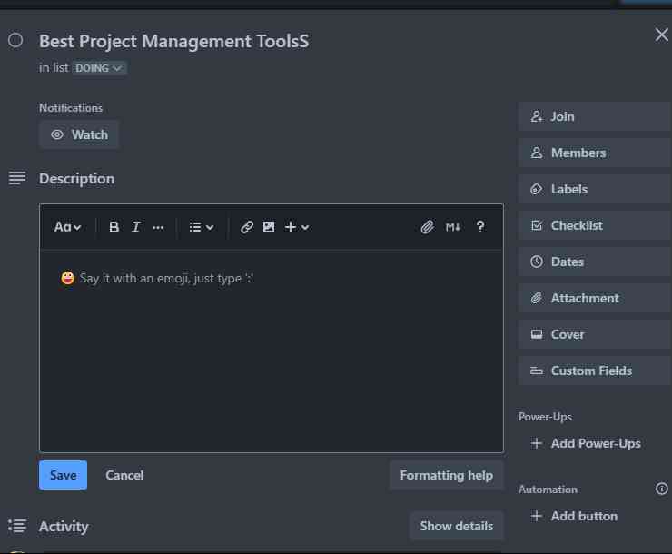 Trello: Adding a card