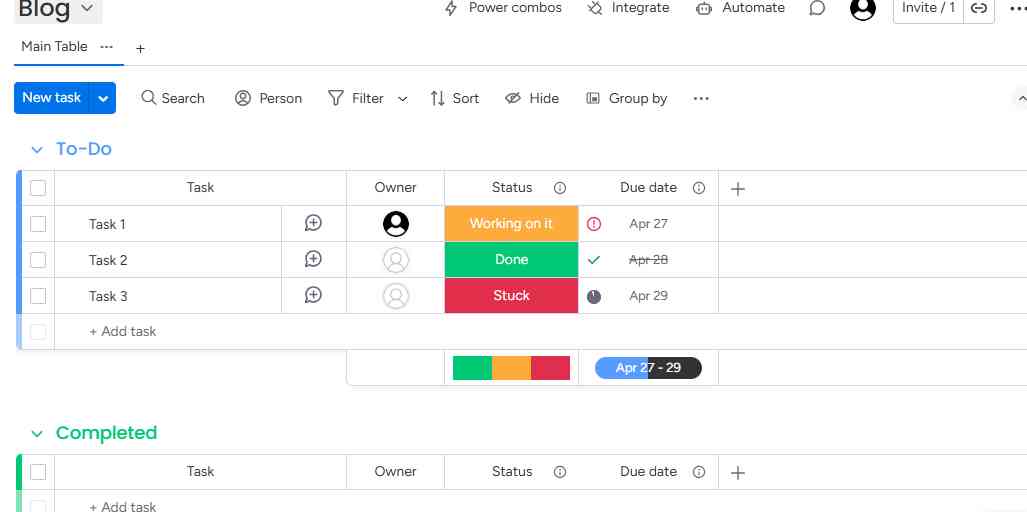 monday.com's initial setup process