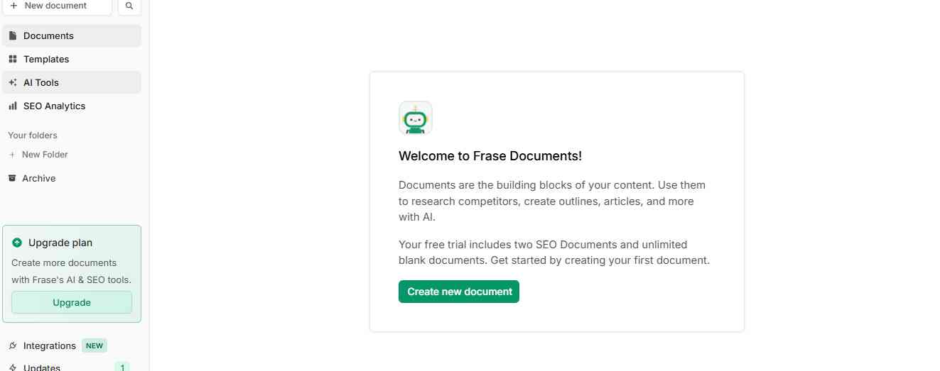 Frase dashboard as you log in