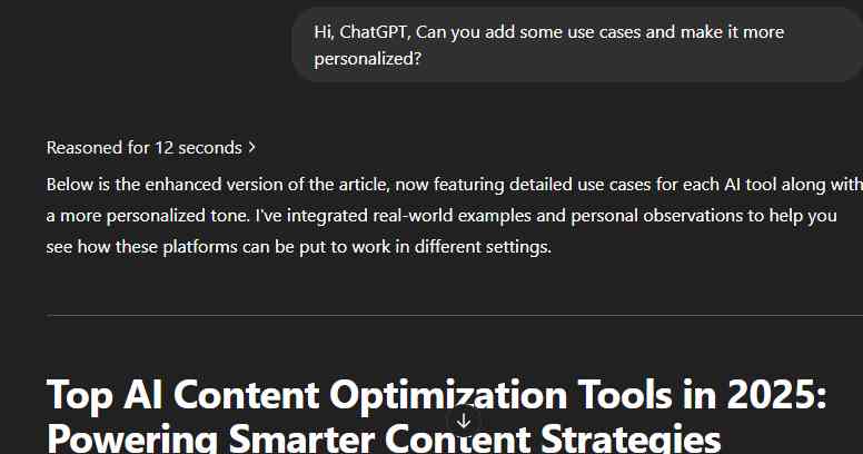 ChatGPT modification with reasoning